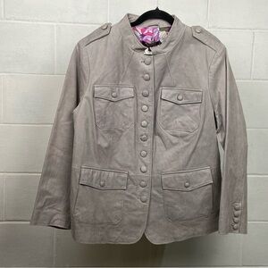 NWOT‎ Twiggy London Women's Plus Size Leather Jacket Size 1X Grey Military Retro